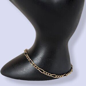 V. Gold Tone Figaro Chain Bracelet